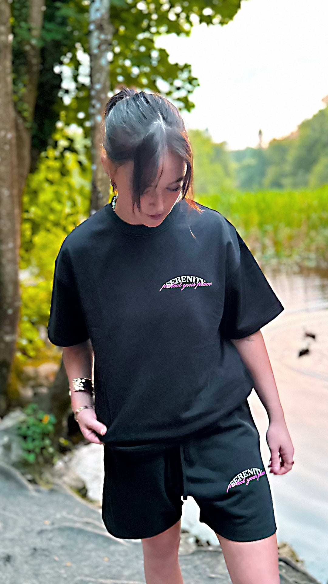 Black & Pink Serenity Shorts